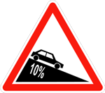Panneau routier pente 10%